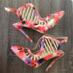 NWOT Multi Color Stiletto Sling Back High Heels